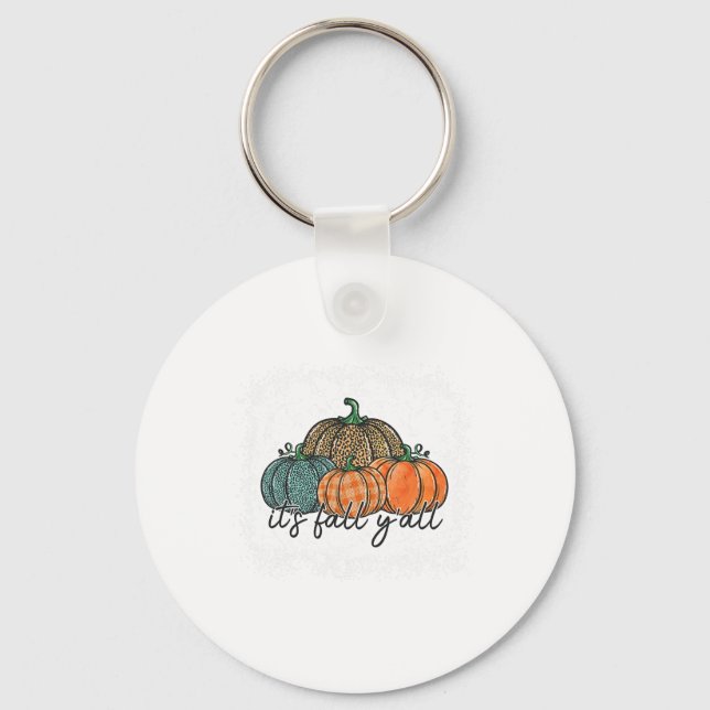 Bleached Leopard Pumpkin Autumn Its Fall Yall Than Key Ring (Front)