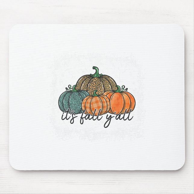 Bleached Leopard Pumpkin Autumn Its Fall Yall Than Mouse Pad (Front)