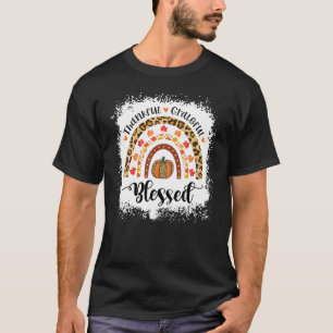 Bleached Leopard Rainbow Thankful Grateful Blessed T-Shirt
