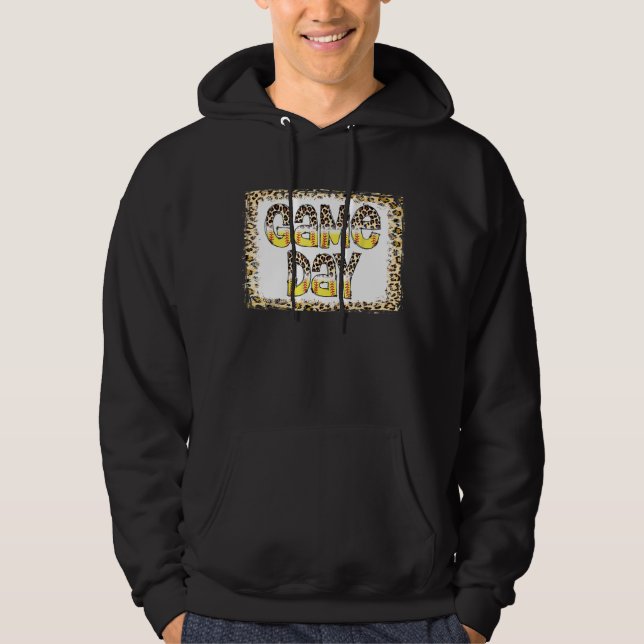 Bleached Leopard Softball Game Day Vibes Softball  Hoodie (Front)