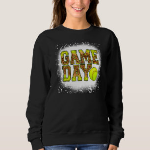 Bleached Leopard Softball Game Day Vibes Softball  Sweatshirt