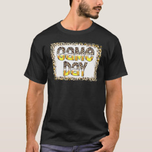 Bleached Leopard Softball Game Day Vibes Softball T-Shirt