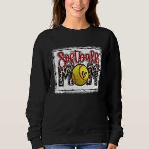 Bleached Leopard Softball Mum Softball Game Day Vi Sweatshirt