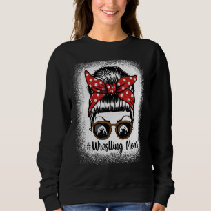 Bleached Life Wrestling Mom Leopard Messy bun Glas Sweatshirt