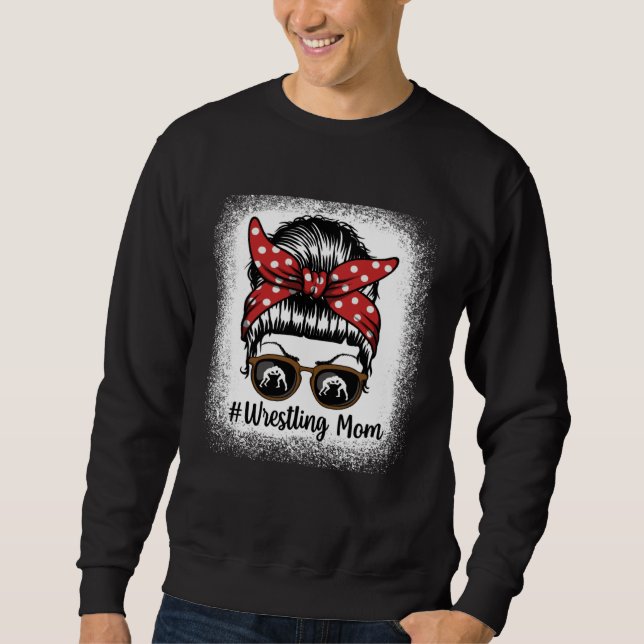 Bleached Life Wrestling Mom Leopard Messy bun Glas Sweatshirt (Front)