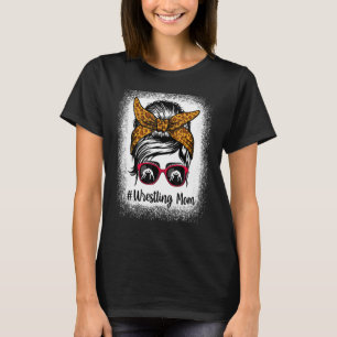 Bleached Life Wrestling Mum Leopard Messy bun Glas T-Shirt
