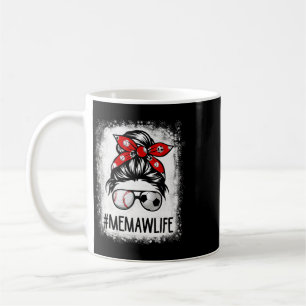 Bleached Memaw Life Soccer Messy Bun Sell Game Day Coffee Mug