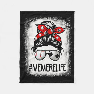 Bleached Memere Life Soccer Messy Bun Bysebyll Gam Fleece Blanket