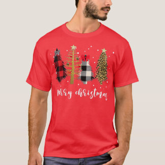 Bleached Merry Christmas Pine Trees Christmas Tree T-Shirt