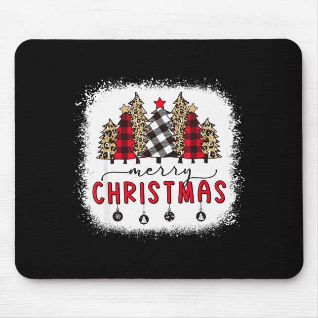 Bleached Merry Christmas Tree Funny Leopard Plaid  Mouse Pad (Front)