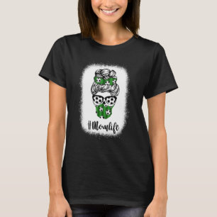 Bleached Messy Bun Hair Wearing Soccer Sunglasses T-Shirt