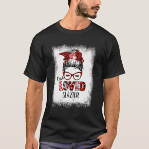 Bleached Messy Bun One Loved Glazier Valentine's D T-Shirt