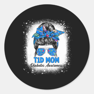 Bleached Messy Bun T1d Mum Type 1 Diabetes Awarene Classic Round Sticker