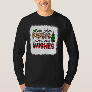 Bleached Mistletoe Kisses And Christmas Wishes Xma T-Shirt