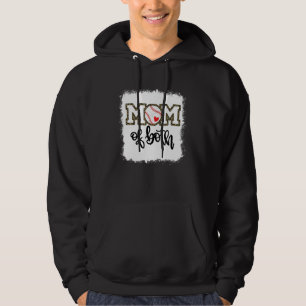 Bleached Mom Of Both Leopard Baseball Mom Softball Hoodie