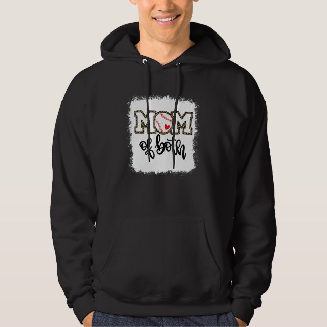 Bleached Mom Of Both Leopard Baseball Mom Softball Hoodie (Front)