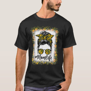 Bleached Mum Life Messy Bun Sunflower Women Mother T-Shirt