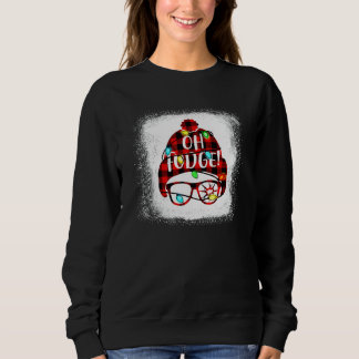 Bleached Oh Fudge Merry Christmas Red Plaid Sweatshirt