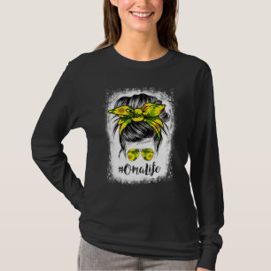 Bleached Oma Life Messy Bun Hair Sunflowers Mother T-Shirt