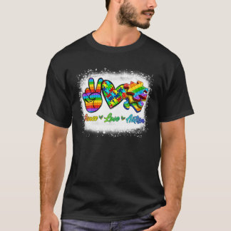 Bleached Peace Love Autism Awareness Pop It Autism T-Shirt