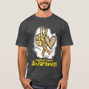 Bleached Peace Love Cure Gold Colour Childhood Can T-Shirt