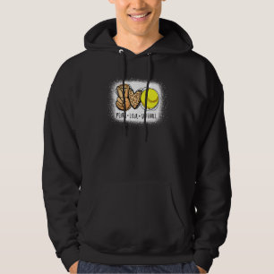 Bleached Peace Love Softball Mum Leopard Print Mot Hoodie