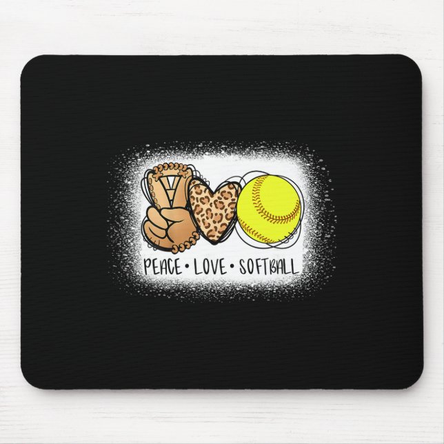 Bleached Peace Love Softll Mum Leopard Print Mothe Mouse Pad (Front)