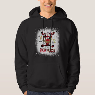 Bleached PICU Nurse Reindeer Christmas Pajama Xmas Hoodie