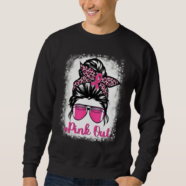 Bleached Pink Out Football Mum Messy Bun Pink Brea Sweatshirt (Front)