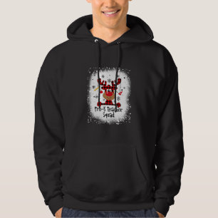 Bleached Pre-K Teacher Squad Reindeer Funny Christ Hoodie