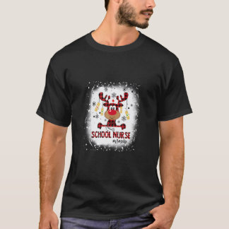 Bleached School Nurse Life Reindeer Christmas Paja T-Shirt