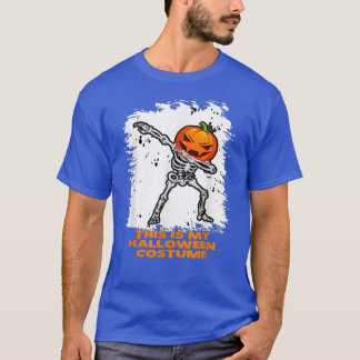 Bleached Skeleton Pumpkin Head Funny Halloween Cos T-Shirt