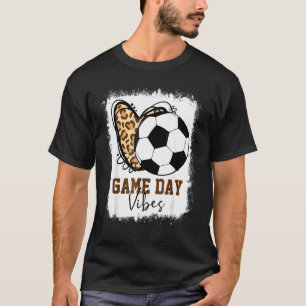 Bleached Soccer Game Day Vibes Leopard Soccer Mum T-Shirt