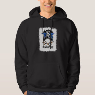 Bleached Soccer Granny Life Leopard Messy Bun Moth Hoodie