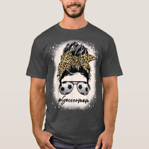 Bleached Soccer Mum Leopard Messy Bun Hair Game Da T-Shirt