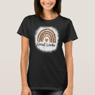 Bleached Social Worker Leopard Rainbow Social Work T-Shirt