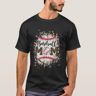 Bleached Softball Baseball Mum Leopard Tee Mother 