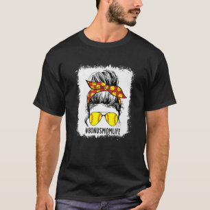Bleached Softball Bonus Mom Game Day Bonus Mom Mot T-Shirt