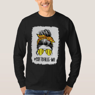 Bleached Softball G Ma Life Messy Bun Mother's Day T-Shirt