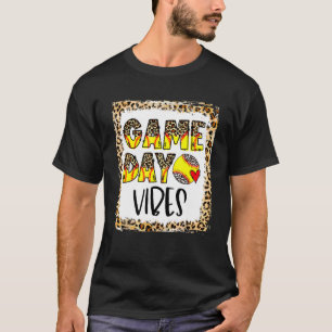Bleached Softball Game Day Vibes Leopard Heart Hea T-Shirt