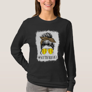 Bleached Softball Gigi Life Leopard Messy Bun Game T-Shirt