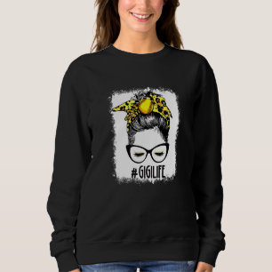 Bleached Softball Gigi Messy Bun Game Day Mothers Sweatshirt