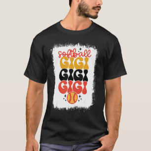 Bleached Softball Gigi Retro Softball Mum Mothers T-Shirt