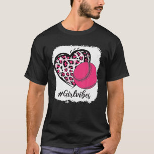 Bleached Softball Girl Vibes Pink Leopard Heart Me T-Shirt