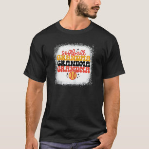 Bleached Softball Grandma Game Day Vibes Mother's  T-Shirt
