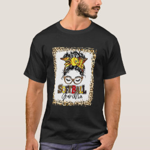 Bleached Softball Grandma Messy Bun Game Day Mothe T-Shirt