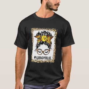 Bleached Softball Grandma Messy Bun Game Day Mothe T-Shirt