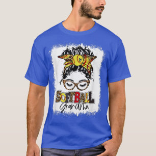 Bleached Softball Grandma Messy Bun Game Day Mothe T-Shirt