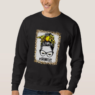 Bleached Softball Granny Messy Bun Game Day Mother Sweatshirt