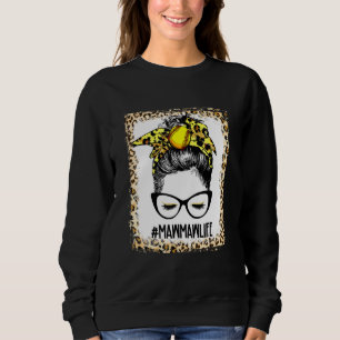 Bleached Softball Mawmaw Messy Bun Game Day Mother Sweatshirt